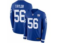 Men Nike New York Giants #56 Lawrence Taylor Limited Royal Blue Therma Long Sleeve NFL Jersey