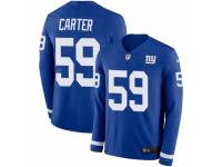 Men Nike New York Giants #59 Lorenzo Carter Limited Royal Blue Therma Long Sleeve NFL Jersey