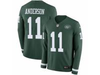 Men Nike New York Jets #11 Robby Anderson Limited Green Therma Long Sleeve NFL Jersey