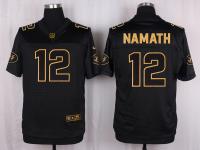 Men Nike New York Jets #12 Joe Namath Pro Line Black Gold Collection Jersey