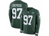 Men Nike New York Jets #97 Nathan Shepherd Limited Green Therma Long Sleeve NFL Jersey