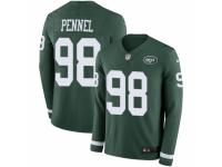 Men Nike New York Jets #98 Mike Pennel Limited Green Therma Long Sleeve NFL Jersey