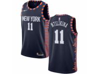 Men Nike New York Knicks #11 Frank Ntilikina Navy Blue NBA Jersey - 2018/19 City Edition
