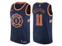 Men Nike New York Knicks #11 Frank Ntilikina  Navy Blue NBA Jersey - City Edition