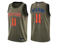 Men Nike New York Knicks #11 Frank Ntilikina Swingman Green Salute to Service NBA Jersey