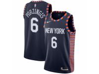 Men Nike New York Knicks #6 Kristaps Porzingis Navy Blue NBA Jersey - 2018/19 City Edition