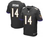 Men Nike NFL Baltimore Ravens #14 Marlon Brown Authentic Elite Black Jersey