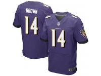Men Nike NFL Baltimore Ravens #14 Marlon Brown Authentic Elite Home Purple Jersey