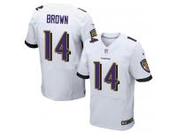 Men Nike NFL Baltimore Ravens #14 Marlon Brown Authentic Elite Road White Jersey