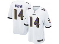 Men Nike NFL Baltimore Ravens #14 Marlon Brown Road White Game Jersey