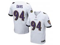 Men Nike NFL Baltimore Ravens #94 Carl Davis Authentic Elite Road White Jersey