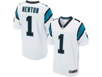 Men Nike NFL Carolina Panthers #1 Cam Newton Authentic Elite Road White Jersey