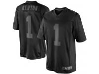 Men Nike NFL Carolina Panthers #1 Cam Newton Black Drenched Limited Jersey