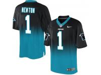 Men Nike NFL Carolina Panthers #1 Cam Newton BlackBlue Fadeaway Limited Jersey