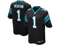 Men Nike NFL Carolina Panthers #1 Cam Newton Home Black Game Jersey