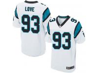 Men Nike NFL Carolina Panthers #93 Kyle Love Authentic Elite Road White Jersey