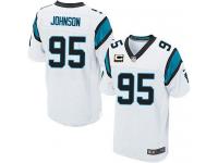 Men Nike NFL Carolina Panthers #95 Charles Johnson Authentic Elite Road C Patch White Jersey