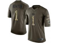 Men Nike NFL Carolina Panthers Cam Newton Green Salute To Service Limited Jersey