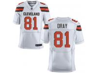 Men Nike NFL Cleveland Browns #81 Jim Dray Authentic Elite Road White Jersey