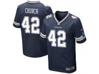 Men Nike NFL Dallas Cowboys #42 Barry Church Authentic Elite Home Navy Blue Jersey