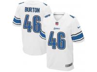 Men Nike NFL Detroit Lions #46 Michael Burton Authentic Elite Road White Jersey