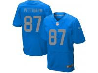 Men Nike NFL Detroit Lions #87 Brandon Pettigrew Authentic Elite Blue Jersey