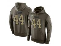 Men Nike NFL Green Bay Packers #44 James Starks Olive Salute To Service KO Performance Hoodie