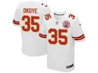 Men Nike NFL Kansas City Chiefs #35 Christian Okoye Authentic Elite Road White Jersey