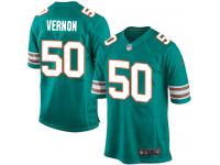 Men Nike NFL Miami Dolphins #50 Olivier Vernon Aqua Green Game Jersey