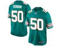 Men Nike NFL Miami Dolphins #50 Olivier Vernon Authentic Elite Aqua Green Jersey