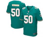 Men Nike NFL Miami Dolphins #50 Olivier Vernon Authentic Elite Home Aqua Green Jersey