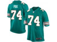 Men Nike NFL Miami Dolphins #74 Jason Fox Aqua Green Game Jersey