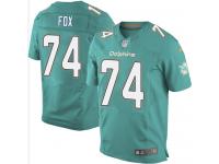 Men Nike NFL Miami Dolphins #74 Jason Fox Authentic Elite Home Aqua Green Jersey