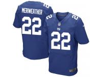 Men Nike NFL New York Giants #22 Brandon Meriweather Authentic Elite Home Royal Blue Jersey