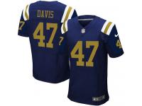 Men Nike NFL New York Jets #47 Kellen Davis Authentic Elite Navy Blue Jersey