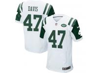 Men Nike NFL New York Jets #47 Kellen Davis Authentic Elite Road White Jersey