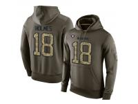 Men Nike NFL Oakland Raiders #18 Andre Holmes Olive Salute To Service KO Performance Hoodie