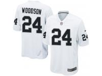 Men Nike NFL Oakland Raiders #24 Charles Woodson Road White Game Jersey