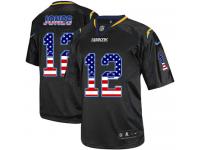Men Nike NFL San Diego Chargers #12 Jacoby Jones Black USA Flag Fashion Limited Jersey