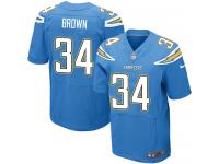 Men Nike NFL San Diego Chargers #34 Donald Brown Authentic Elite Electric Blue Jersey