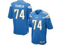 Men Nike NFL San Diego Chargers #74 Orlando Franklin Electric Blue Game Jersey