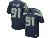 Men Nike NFL Seattle Seahawks #91 Cassius Marsh Authentic Elite Home Navy Blue Jersey