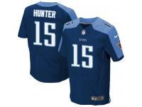 Men Nike NFL Tennessee Titans #15 Justin Hunter Authentic Elite Navy Blue Jersey