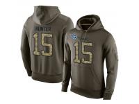 Men Nike NFL Tennessee Titans #15 Justin Hunter Olive Salute To Service KO Performance Hoodie
