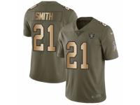 Men Nike Oakland Raiders #21 Sean Smith Limited Olive/Gold 2017 Salute to Service NFL Jersey