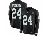 Men Nike Oakland Raiders #24 Charles Woodson Limited Black Therma Long Sleeve NFL Jersey