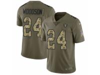 Men Nike Oakland Raiders #24 Charles Woodson Limited Olive/Camo 2017 Salute to Service NFL Jersey
