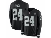 Men Nike Oakland Raiders #24 Marshawn Lynch Limited Black Therma Long Sleeve NFL Jersey