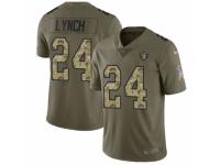 Men Nike Oakland Raiders #24 Marshawn Lynch Limited Olive/Camo 2017 Salute to Service NFL Jersey