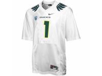 Men Nike Oregon Ducks #1 Fan White With PAC-12 Patch Authentic NCAA Jersey